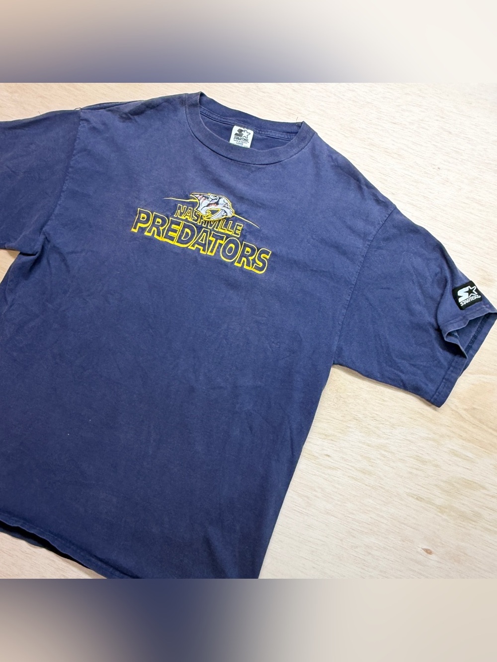 Y2K Starter Nashville Predators Embroidered T-Shirt Men's Large Faded Navy NHL